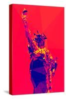 Low Poly New York Art - Red Lady Liberty-Philippe Hugonnard-Stretched Canvas