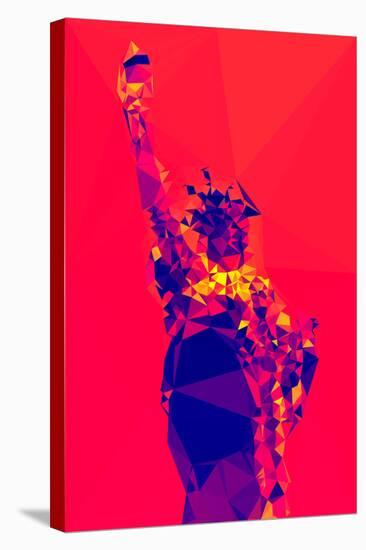 Low Poly New York Art - Red Lady Liberty-Philippe Hugonnard-Stretched Canvas