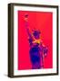 Low Poly New York Art - Red Lady Liberty-Philippe Hugonnard-Framed Art Print