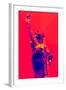 Low Poly New York Art - Red Lady Liberty-Philippe Hugonnard-Framed Art Print