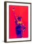 Low Poly New York Art - Red Lady Liberty-Philippe Hugonnard-Framed Art Print