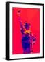 Low Poly New York Art - Red Lady Liberty-Philippe Hugonnard-Framed Art Print