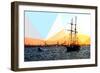 Low Poly New York Art - Sailing Yatch at Sunset-Philippe Hugonnard-Framed Premium Giclee Print