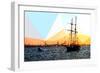 Low Poly New York Art - Sailing Yatch at Sunset-Philippe Hugonnard-Framed Premium Giclee Print