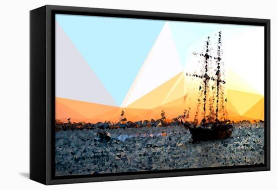 Low Poly New York Art - Sailing Yatch at Sunset-Philippe Hugonnard-Framed Stretched Canvas