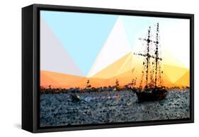 Low Poly New York Art - Sailing Yatch at Sunset-Philippe Hugonnard-Framed Stretched Canvas