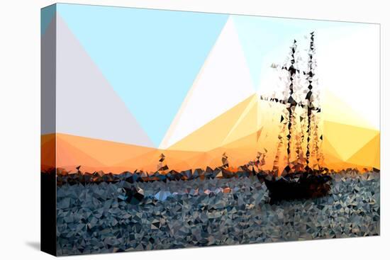 Low Poly New York Art - Sailing Yatch at Sunset-Philippe Hugonnard-Stretched Canvas