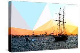 Low Poly New York Art - Sailing Yatch at Sunset-Philippe Hugonnard-Stretched Canvas
