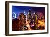 Low Poly New York Art - Skyline at Night-Philippe Hugonnard-Framed Art Print