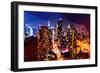 Low Poly New York Art - Skyline at Night-Philippe Hugonnard-Framed Art Print