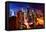 Low Poly New York Art - Skyline at Night-Philippe Hugonnard-Framed Stretched Canvas
