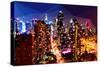 Low Poly New York Art - Skyline at Night-Philippe Hugonnard-Stretched Canvas