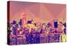 Low Poly New York Art - Skyline at Sunset-Philippe Hugonnard-Stretched Canvas