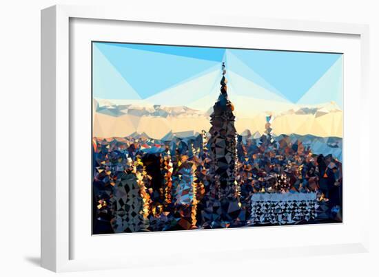 Low Poly New York Art - Skyline Sunset-Philippe Hugonnard-Framed Premium Giclee Print