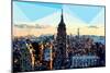 Low Poly New York Art - Skyline Sunset-Philippe Hugonnard-Mounted Premium Giclee Print