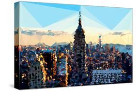 Low Poly New York Art - Skyline Sunset-Philippe Hugonnard-Stretched Canvas