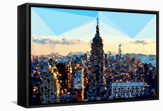 Low Poly New York Art - Skyline Sunset-Philippe Hugonnard-Framed Stretched Canvas