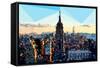 Low Poly New York Art - Skyline Sunset-Philippe Hugonnard-Framed Stretched Canvas