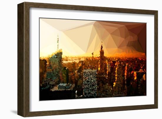 Low Poly New York Art - Skyline Sunset-Philippe Hugonnard-Framed Art Print