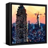 Low Poly New York Art - Skyscrapers Sunset II-Philippe Hugonnard-Framed Stretched Canvas