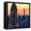 Low Poly New York Art - Skyscrapers Sunset II-Philippe Hugonnard-Framed Stretched Canvas
