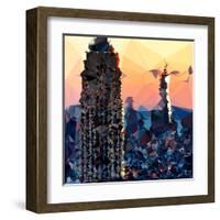 Low Poly New York Art - Skyscrapers Sunset II-Philippe Hugonnard-Framed Art Print