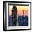 Low Poly New York Art - Skyscrapers Sunset II-Philippe Hugonnard-Framed Art Print