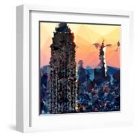 Low Poly New York Art - Skyscrapers Sunset II-Philippe Hugonnard-Framed Art Print