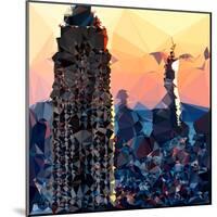 Low Poly New York Art - Skyscrapers Sunset II-Philippe Hugonnard-Mounted Art Print