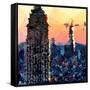 Low Poly New York Art - Skyscrapers Sunset II-Philippe Hugonnard-Framed Stretched Canvas