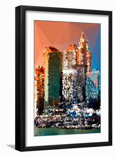 Low Poly New York Art - Skyscrapers Sunset-Philippe Hugonnard-Framed Art Print