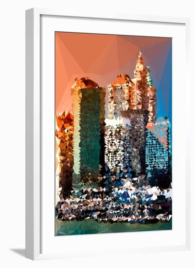 Low Poly New York Art - Skyscrapers Sunset-Philippe Hugonnard-Framed Art Print