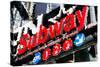 Low Poly New York Art - Subway Sign-Philippe Hugonnard-Stretched Canvas