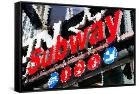 Low Poly New York Art - Subway Sign-Philippe Hugonnard-Framed Stretched Canvas