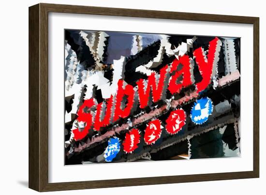 Low Poly New York Art - Subway Sign-Philippe Hugonnard-Framed Art Print