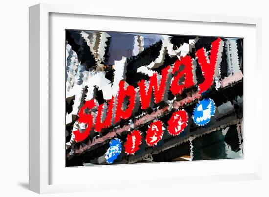 Low Poly New York Art - Subway Sign-Philippe Hugonnard-Framed Art Print