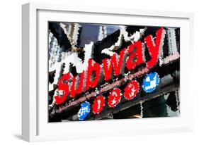 Low Poly New York Art - Subway Sign-Philippe Hugonnard-Framed Art Print