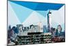 Low Poly New York Art - Summer Night-Philippe Hugonnard-Mounted Art Print