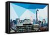 Low Poly New York Art - Summer Night-Philippe Hugonnard-Framed Stretched Canvas