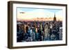 Low Poly New York Art - Sunset Manhattan-Philippe Hugonnard-Framed Premium Giclee Print