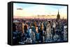 Low Poly New York Art - Sunset Manhattan-Philippe Hugonnard-Framed Stretched Canvas
