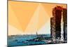 Low Poly New York Art - Sunset Pier-Philippe Hugonnard-Mounted Premium Giclee Print