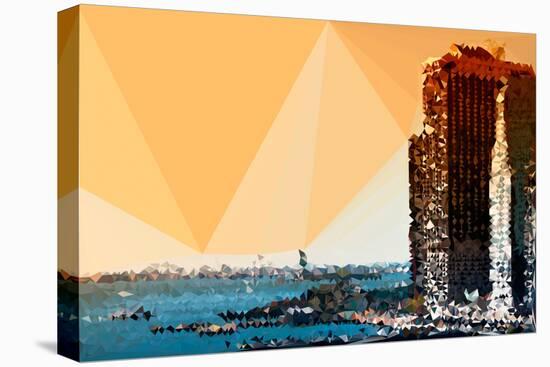 Low Poly New York Art - Sunset Pier-Philippe Hugonnard-Stretched Canvas