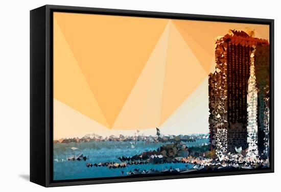 Low Poly New York Art - Sunset Pier-Philippe Hugonnard-Framed Stretched Canvas