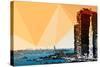 Low Poly New York Art - Sunset Pier-Philippe Hugonnard-Stretched Canvas
