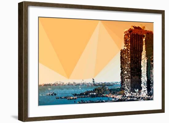 Low Poly New York Art - Sunset Pier-Philippe Hugonnard-Framed Art Print