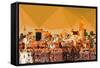 Low Poly New York Art - Sunset-Philippe Hugonnard-Framed Stretched Canvas