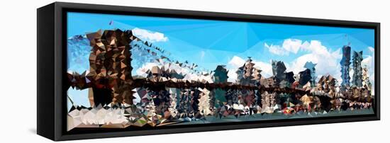 Low Poly New York Art - The Brooklyn Bridge-Philippe Hugonnard-Framed Stretched Canvas