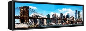 Low Poly New York Art - The Brooklyn Bridge-Philippe Hugonnard-Framed Stretched Canvas