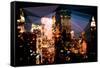 Low Poly New York Art - The Empire State Building and City-Philippe Hugonnard-Framed Stretched Canvas
